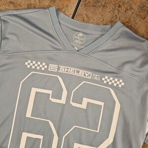 Shelby 62 Graphic Jersey Shirt Blue White V Neck Short Sleeve Mens M